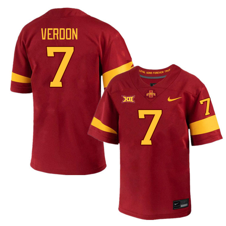 Men #7 Malik Verdon Iowa State Cyclones College Football Jerseys Stitched-Cardinal